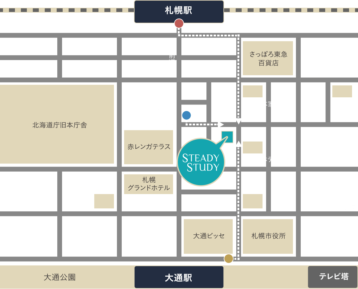 ステディスタディの周辺地図