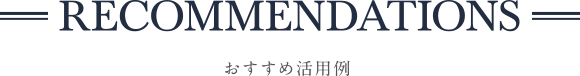 RECOMMENDATION おすすめ活用例
